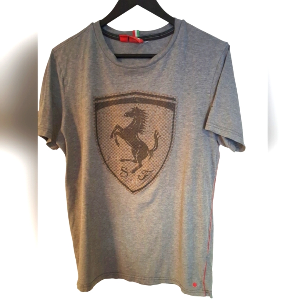 Gray Ferrari Logo T-Shirt